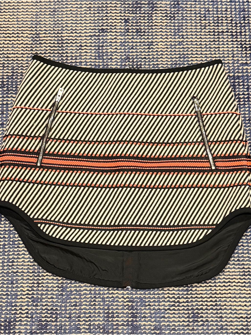 Rag & Bone Black, White & Hot Pink Striped Mini Skirt